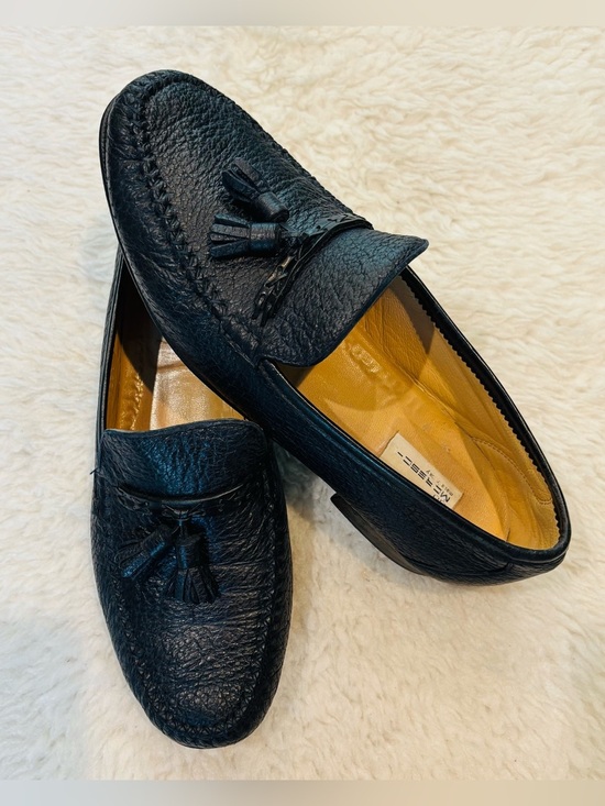 Vintage Genuine Cowhide Leather Italian  Black Tassel Leather Loafers size 9.5 main image 10